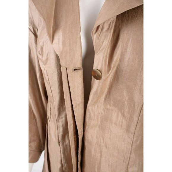 Cole Haan Womens Belted Trech Jacket Sz 8 Gold - Picture 6 of 7